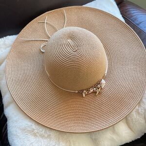 Sun & Sand Straw Hat with Shell and Pearl Detailing